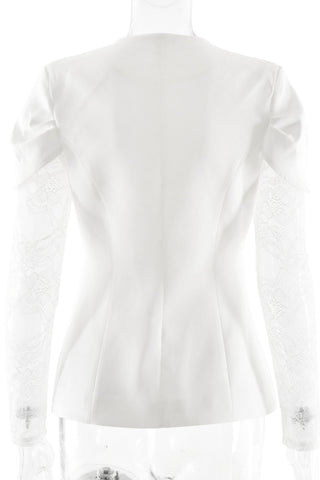 Lace-Trimmed Blazer with Statement Sleeves