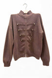 Zip-Front Mock Neck Knit Cardigan