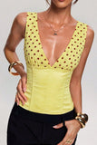 Polka Dot V-Neck Corset Tank Top