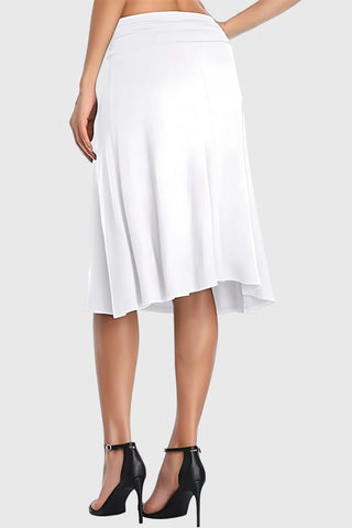 Ruched Waistband A-Line Midi Skirt