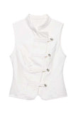 Button Asymmetric Stand Collar Vest