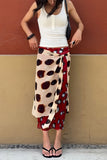 Polka Dot Ruffle Wrap Midi Skirt