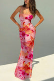 Floral Tie-Back Open Back Maxi Vacation Dress