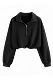 Zipper Collar Crop Sweatshirt