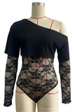 Lace Sheer One-Shoulder Bodysuit