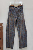 Paisley Print High-Waist Baggy Jeans