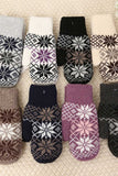 Snowflake Knit Ribbed Cuff Mittens