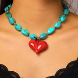 Heart Pendant Beaded Necklace