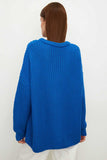 Textured Knit Crew Neck Oversized Sweater