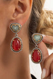 Two-Tone Stone Drop Earrings