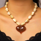 Heart Pendant Beaded Necklace