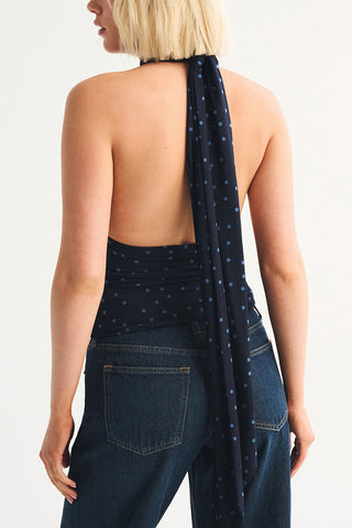 Halter-Neck Polka Dot Tank Top