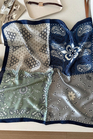 Paisley Print Satin Square Scarf