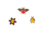 Flower Bee Beetle Brooch Set