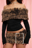 Faux Fur Off-Shoulder Mini Skirt Set