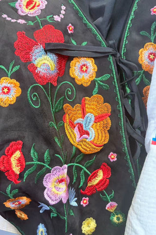 Boho Floral Pattern Open-Front Vest
