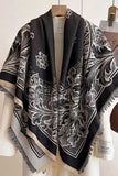 Floral Print Fringed Wrap Scarf