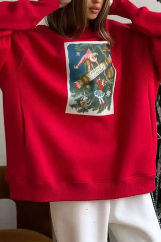 Graphic Print Crew Neck Oversized Sweatshirt