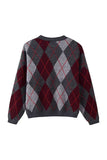 Argyle Knit Crew Neck Sweater