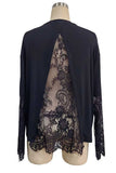 Lace Sleeve Open Back Long Sleeve Top