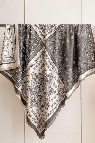 Paisley Print Fringed Square Scarf
