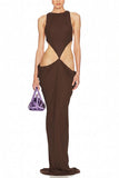 Cutout Ruched Draped Maxi Dress