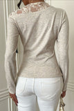 Lace Yoke Asymmetric Long Sleeve Top
