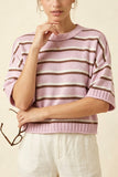 Striped Crew Neck Drop Shoulder Sweater