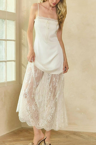 Sleeveless Lace Overlay Dress