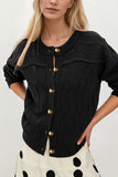 Pointelle Knit Button-Front Cardigan