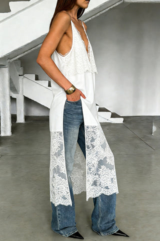 Lace Overlay Casual Dress