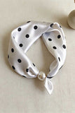 Paisley Print Satin Scarf with Pearl Ring