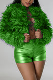 Fuzzy Open-Front Long Sleeve Jacket