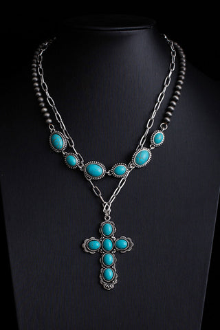 Turquoise Pendant Layered Necklace