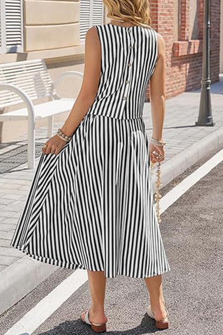 Striped Sleeveless Skirt Set