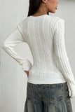 Cable Knit V-Neck Long Sleeve Sweater