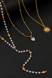 Layered Pearl Star Sun Pendant Necklace Set