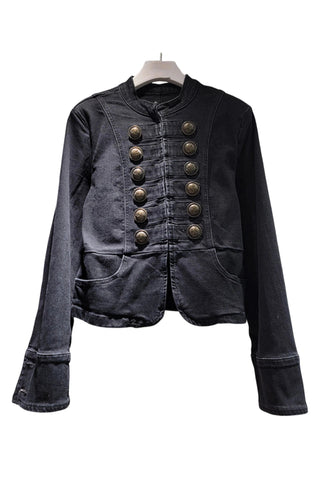 Double-Breasted Mock Neck Cropped Jacket
