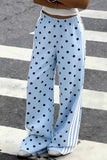 Polka Dot Side Stripe Wide-Leg Casual Pants