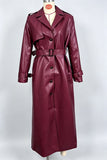 Belted Notched Collar Long Sleeve Coat