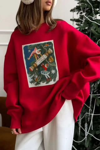 Graphic Print Crew Neck Oversized Sweatshirt