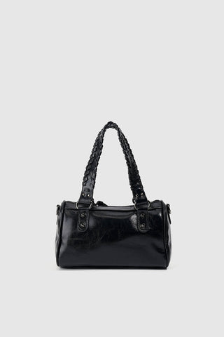 Braided Handle Studded Barrel Bag