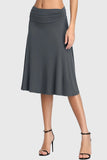 Ruched Waistband A-Line Midi Skirt