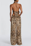 Halter Cowl Neck Crop Top and Pants Set