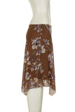 Floral Midi Skirt with Asymmetric Hem