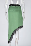 Lace Trim Asymmetrical Midi Skirt