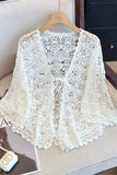 Floral Crochet Open-Front Cape