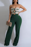 Strapless Jumpsuit with Geometric Design