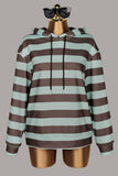 Striped Drawstring Hoodie Sweatshirt