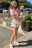 Mock Neck Short Sleeve Button Front Cardigan